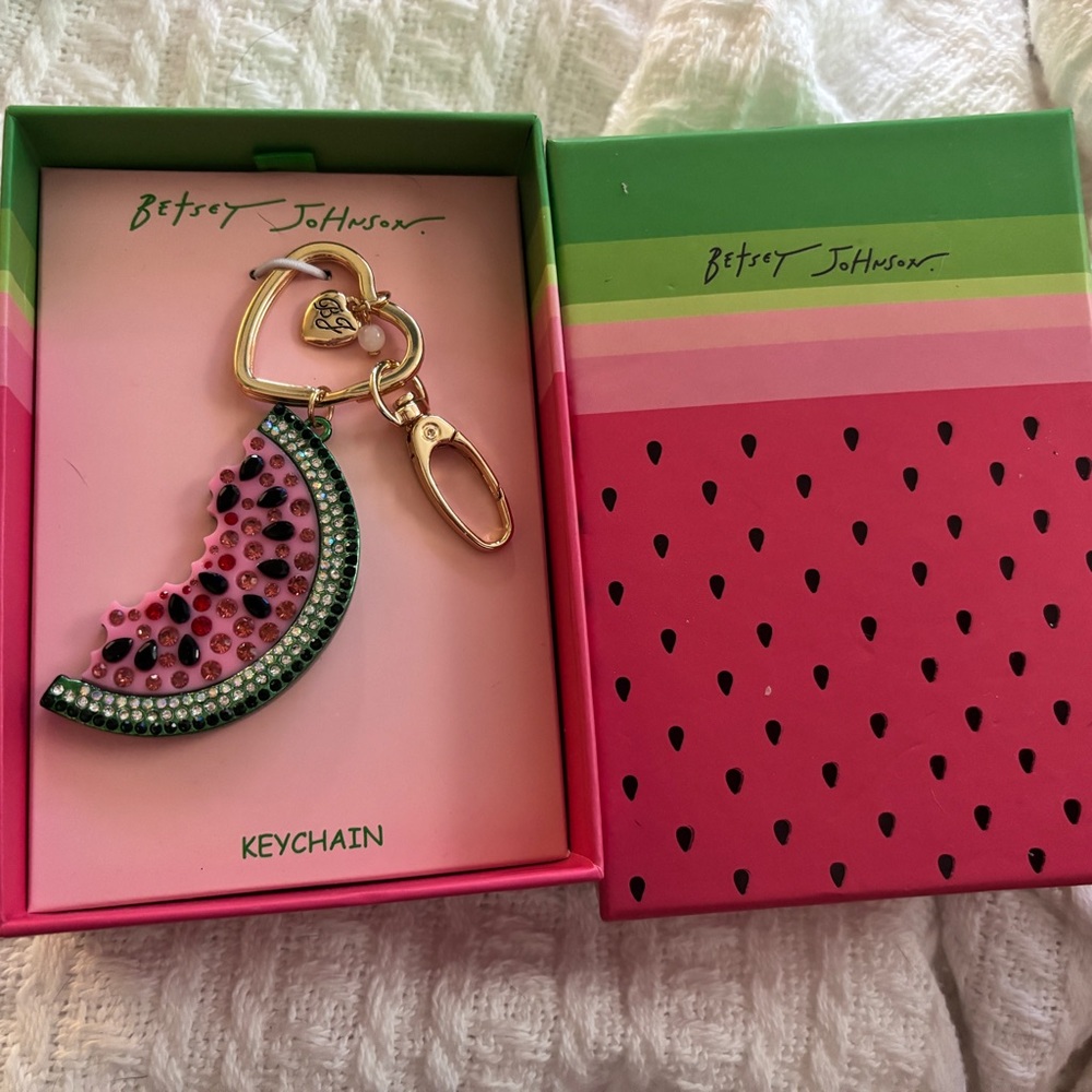 Betsey Johnson Pink and Green Watermelon Keychain